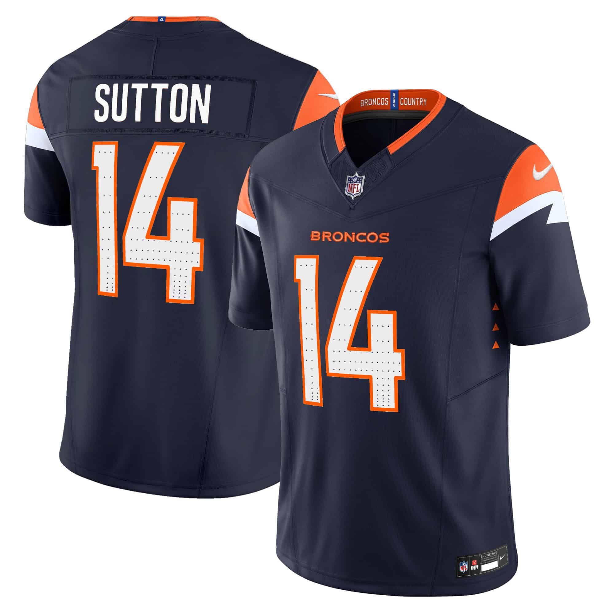 Men Denver Broncos #14 Sutton Blue 2024 Nike Vapor Limited NFL Jersey